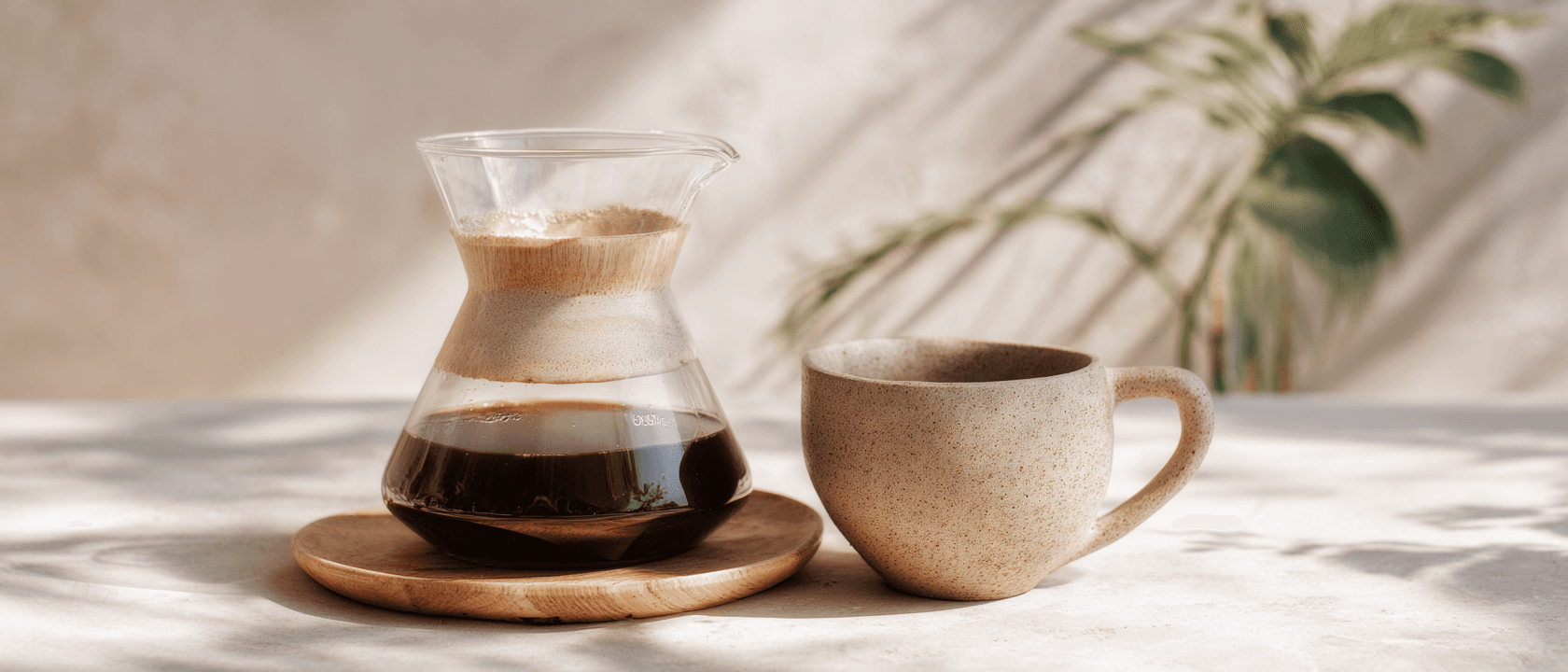 Klarer Filterkaffee und ruhiges Gießen — transparente Aromen im Becher.